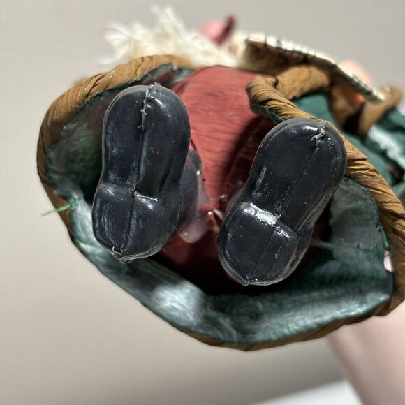 Old‎ World Paper Mache Santa Christmas Ornament Shepherd Cane Music VTG Handmade - Picture 7 of 8